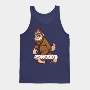 Sassquatch - Badass With An Attitude To Match  - White - Cartoon Tank Top